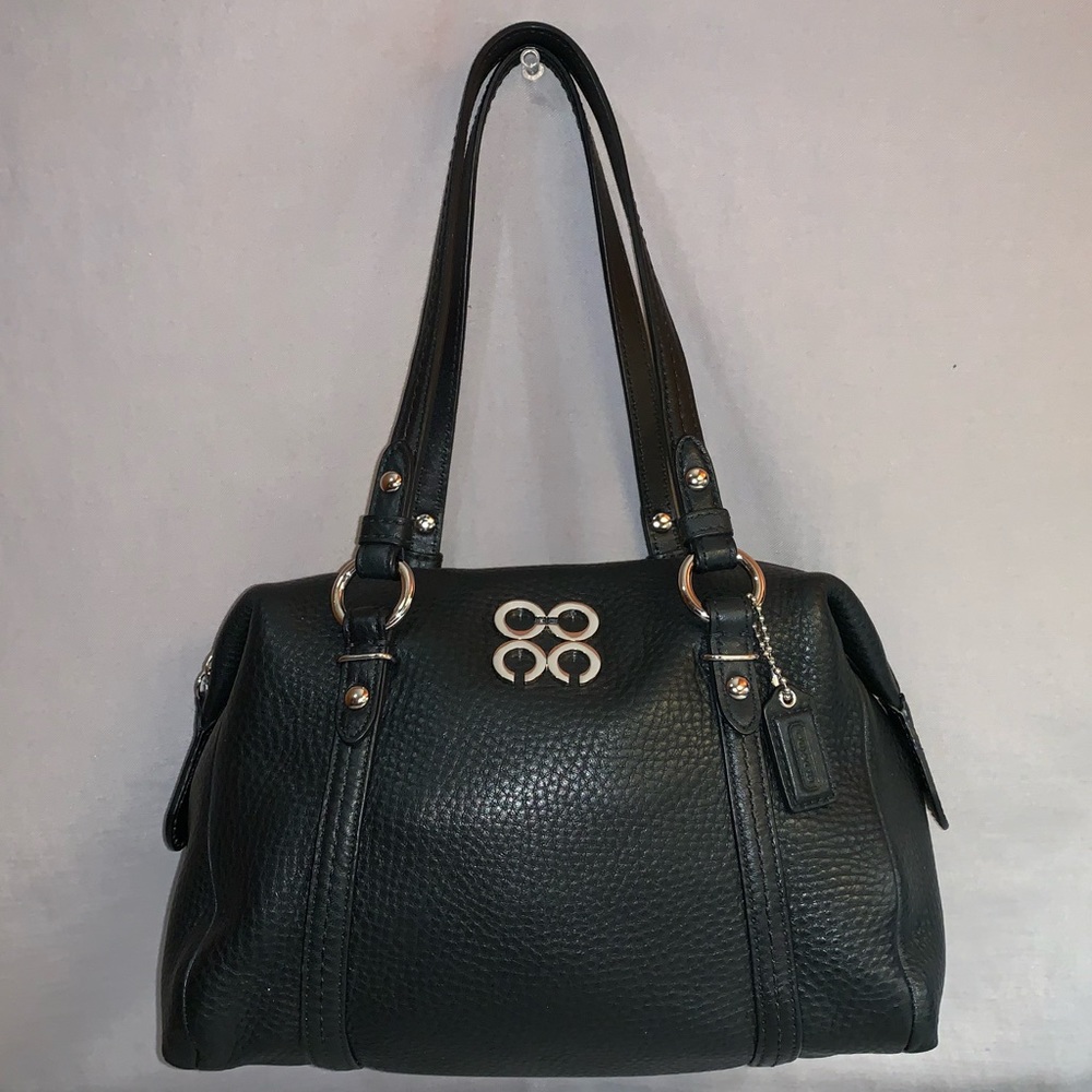 Coach Julia Black Pebbled Leather Satchel Handbag